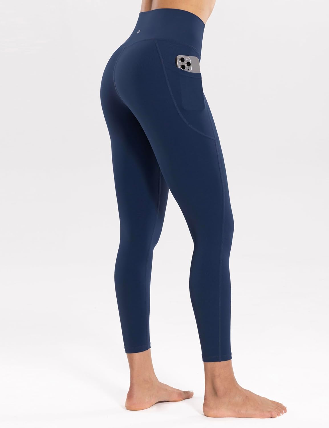 Workout Leggings with Pockets for Women High Waist Yoga Pants 25"/28" Cream Soft Lightweight Athletic Gym Tights - Image 2