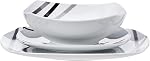 Amazon Basics 18-Piece Square Dinnerware Set, Dishes, Bowls, Service for 6, Modern Beams