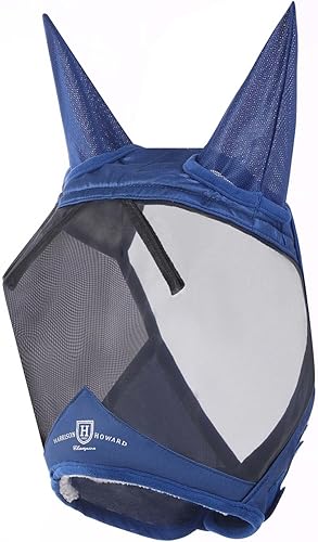 Miniatura 9 de Harrison Howard CareMaster Pro - Máscara luminosa para mosca de caballo estándar con orejas, protección UV para caballo rojo, XL extra completa