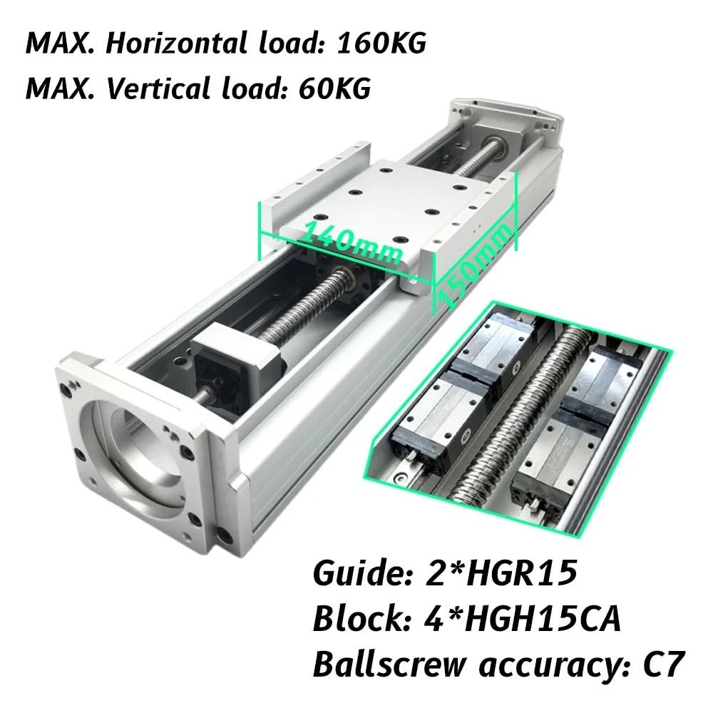 125mm Wide Fully Enclosed Sliding Table Aluminum Linear Guide Motor Stage XYZ Axis Ball Screw Linear Actuator Module Slide Table(2Nm Motor Kit,50mm Stroke SFU1605)