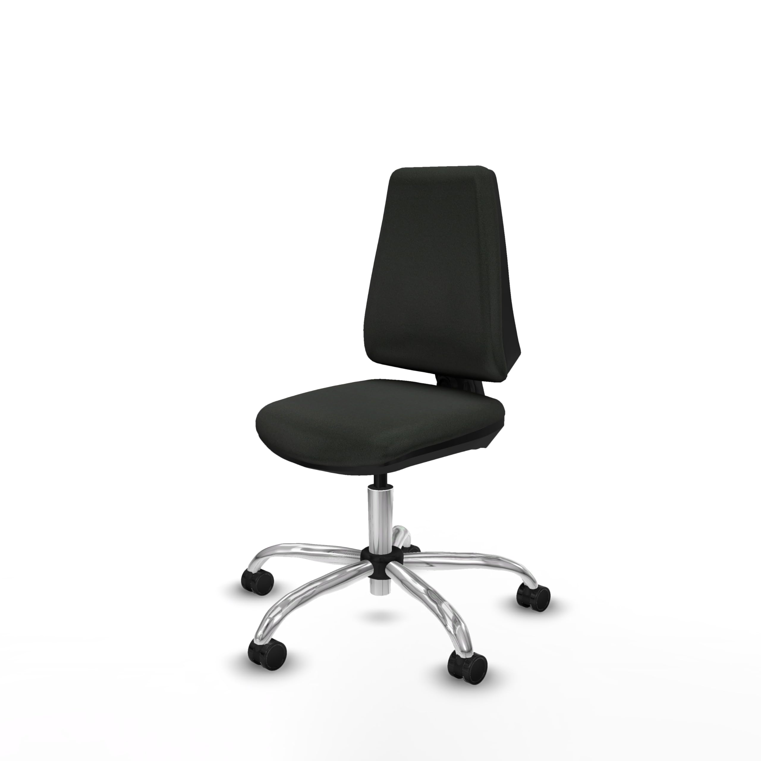 Piqueras y Crespo - Silla para Oficina Negra Elche sin Brazos. Equipado con Contacto Permanente Básico y Espuma de Corte. con Ruedas 65Mm Nailon. Negro
