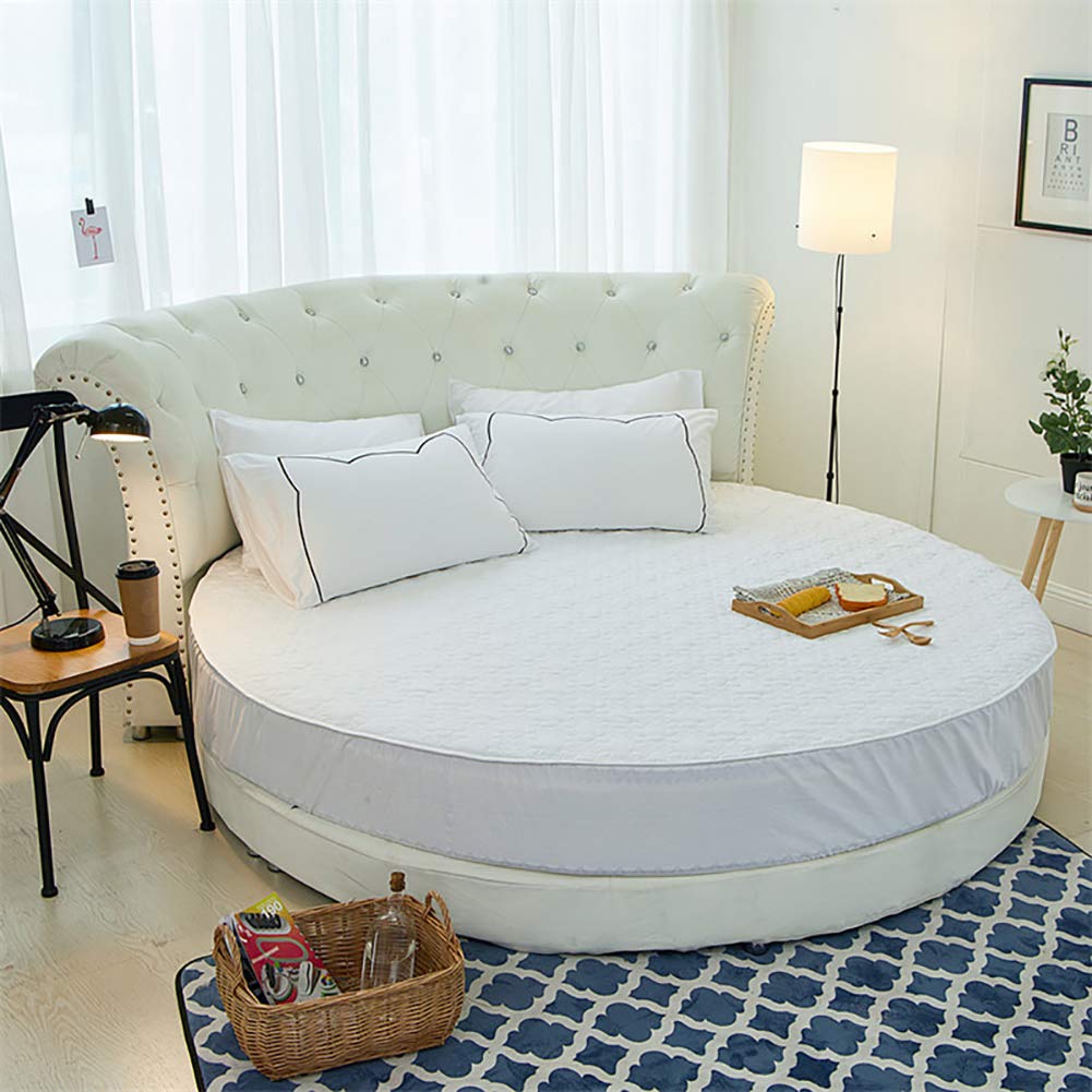 Drap housse lit rond matelassé blanc 100% coton couverture de lit thermique 200cm