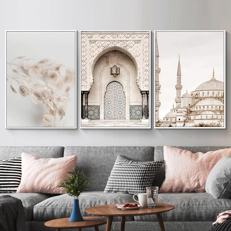 QPLGTU Marble Canvas Wall Art, Islamic Arabesque Design, Living/Bedroom Decor (Style 8, 3x20x30cm Frameless) - Image 2