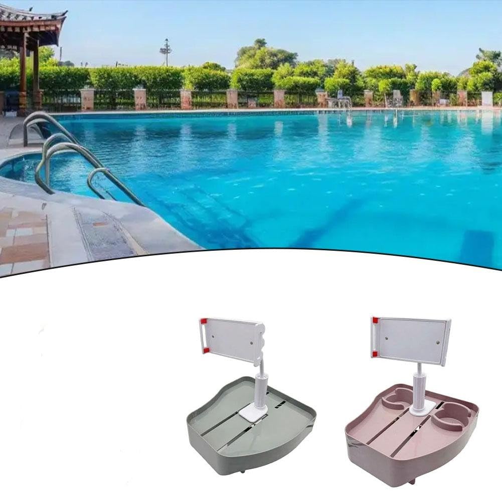 Bandeja de bañera ajustable 3 en 1 con taza y soporte para teléfono para piscina inflable o spa al aire libre, color rosa