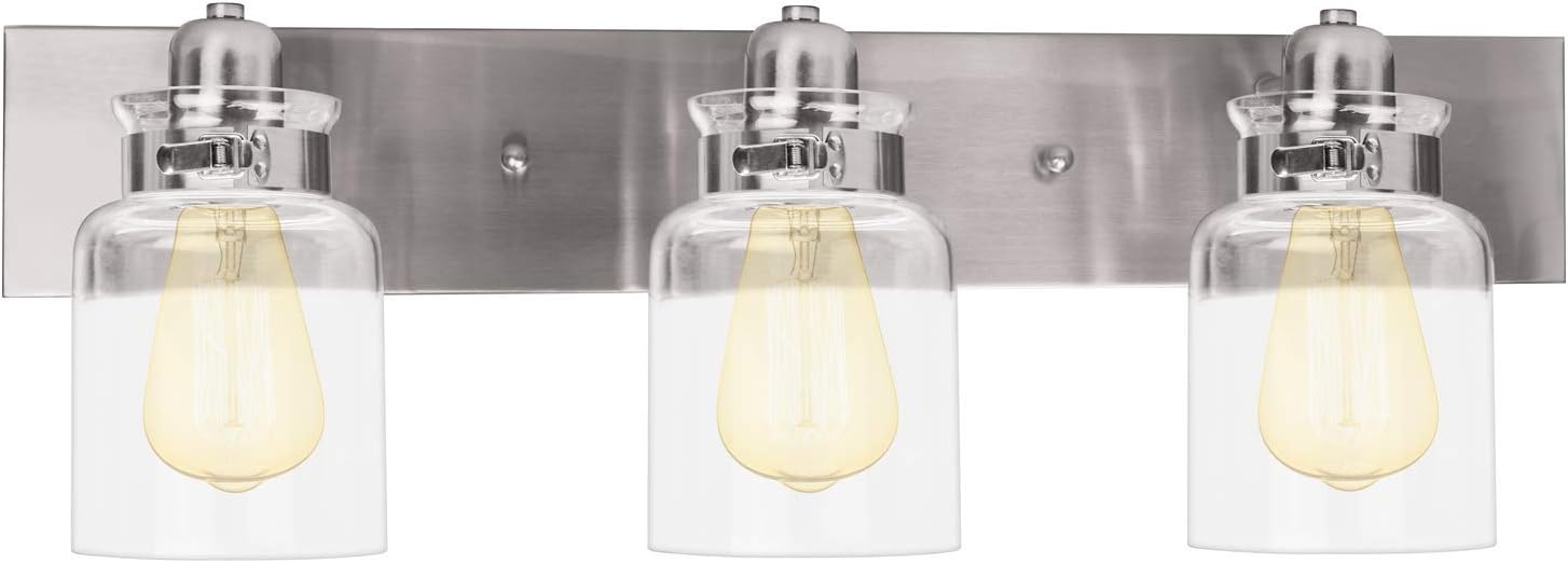 Black Friday Sale 2022 Nuk3y Vintage Farmhouse Bathroom Vanity Light Fixture (Brushed Nickel, 3 Light)