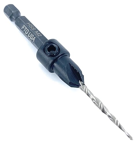 Miniatura 35 de FTG USA Juego de brocas avellanadoras de madera ajustable, 5 piezas, broca avellanadora #4 #6 #8 #10 #12 con broca cónica para carpintería