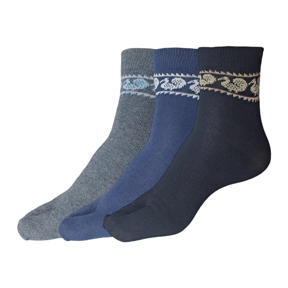 allen solly Women's Cotton Quater Length Socks (Pack of 3) - Denim Blue, Anthra Melange, Black-picture-11