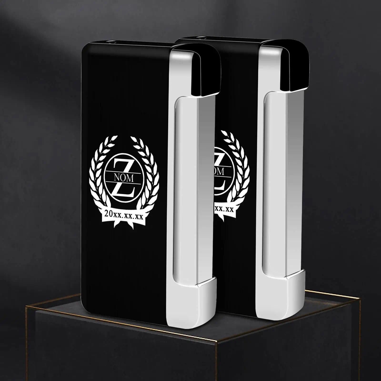 Briquet Personnalisé Briquet Métallique Résistant aux Tempêtes - Gaz Flamme Bleue Métallique, Cadeau Homme Exigeant Fête des Pères Luxe
