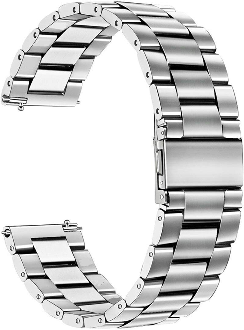 T TECLUSIVET TECLUSIVE Ultra Luxury Stainless Steel Metal Chain Strap Band 19mm Compatible for Noise Colorfit Pro 2 / Oxy/Colorfit Pulse/Colorfit Beat and Boat Storm Watch (Silver)