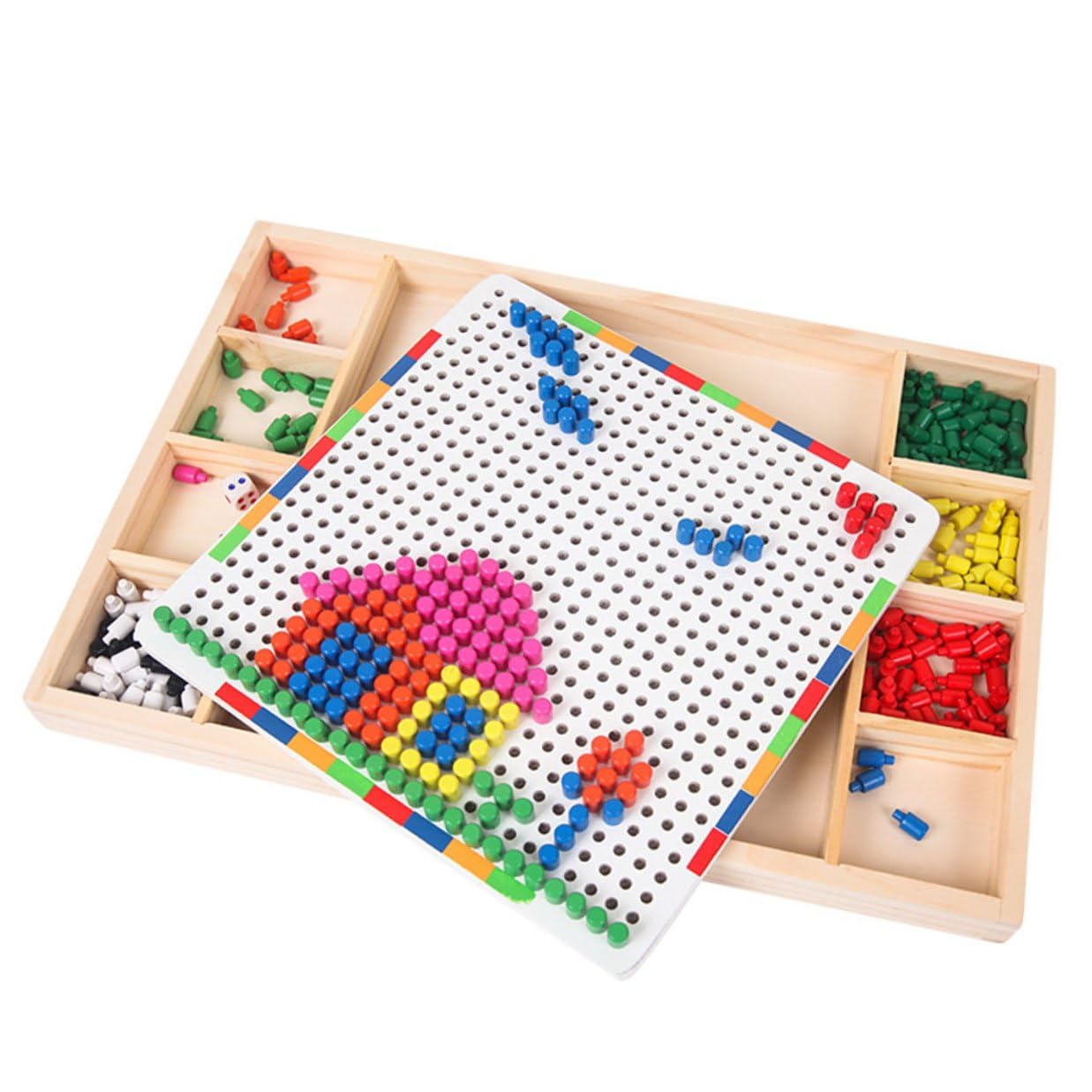 SOIMISS Gioco Educativo Chiodini a Forma di Fungo per Bambini, in Plastico Bianco, Arricchisce Creatività e Immaginazione, per Compleanni e Vita Quotidiana