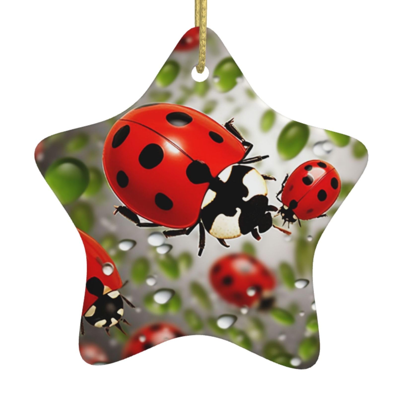 Fodpand Women's White Ladybug Christmas Ornaments 2025, Gift Exchange For Men, Collectible Ceramic Ornament Star Hanging Ornaments For Christmas Tree Decoration