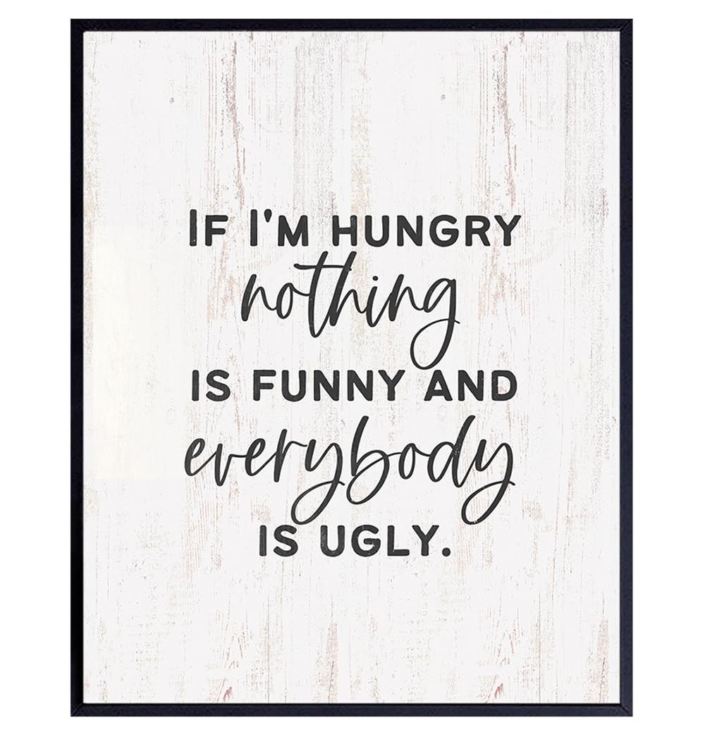 YELLOWBIRD ART & DESIGN funny Quotes Kitchen Wall Decor - Cute Sayings Modern Farmhouse Wall Art for Women, Woman - Rustic Boho-chic Decor for