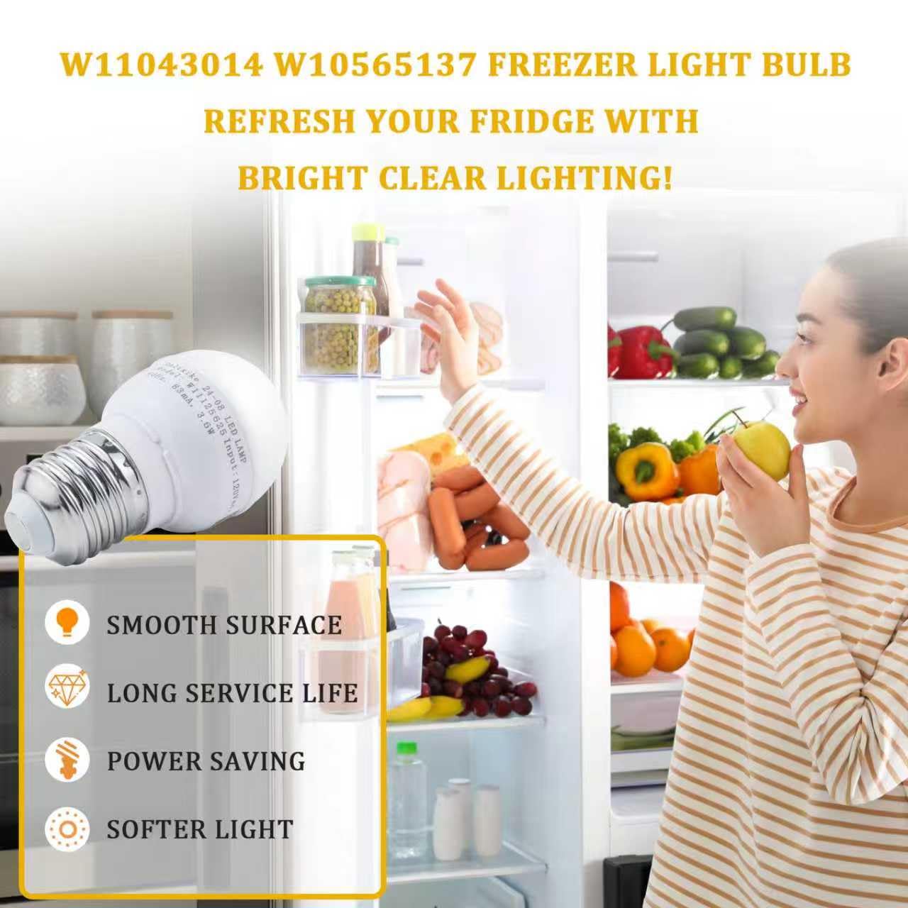 Whirlpool Refrigerator Light Bulb W11251749 W11602886 W11449273*2 Freezer Light  Bulb Compatible With Whirlpool Kenmore Amana Maytag Refrigerator Fridge LED  Light Replacement W11520324 W11468934 AP6986570 W11549780 Light 2 Year QA  Whirlpool Fridge Light, image size:1280x1280