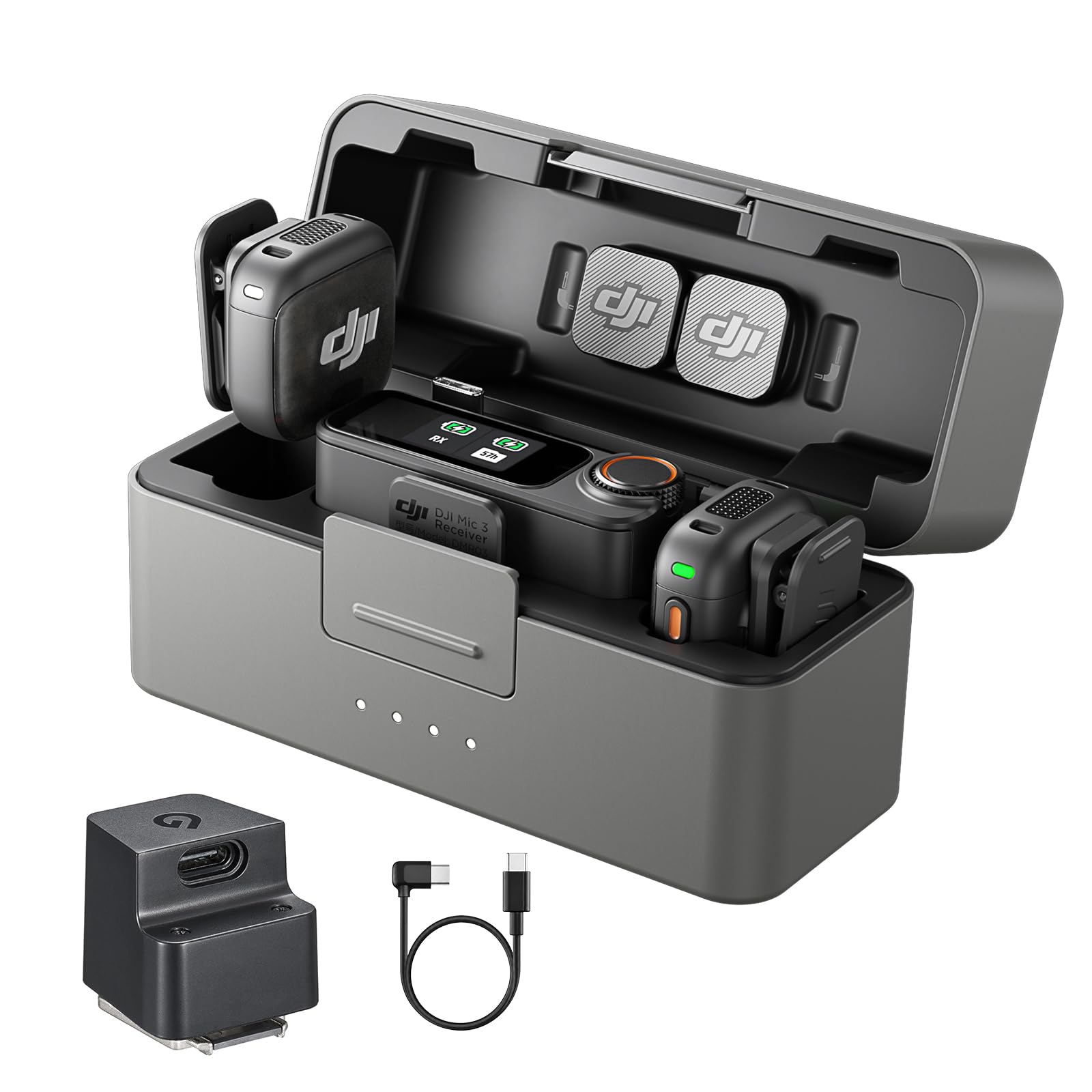 DJI Mic 3 (2TX+1RX+Charging Case), All in one Mic with Hot Shoe for Canon