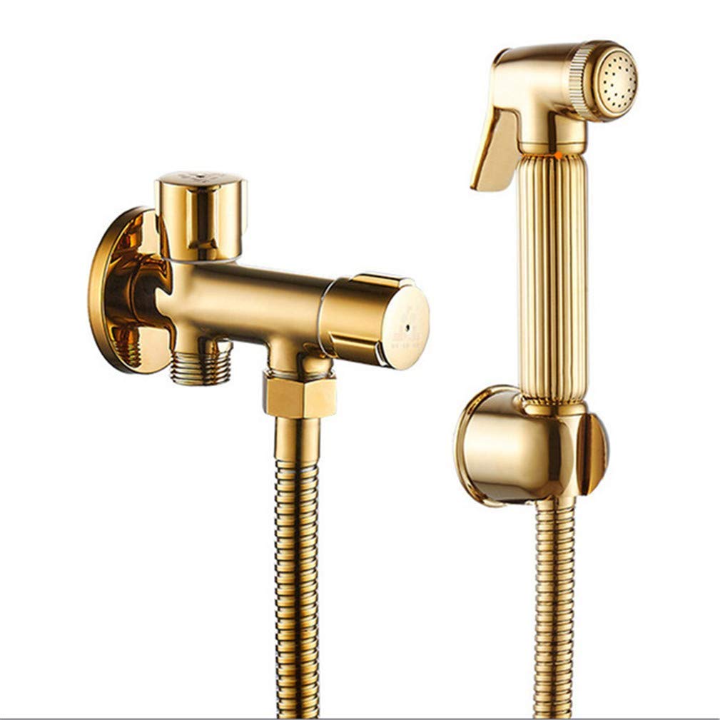 CWCQGH Toilet Bidet Faucets Golden Brass Single Cold Bathroom Toilet Shower Blow-Fed Spray Gun Nozzle Bidet Taps Anal Cleaning Ass Bidet Dusche Shattaf,Set B,Set a