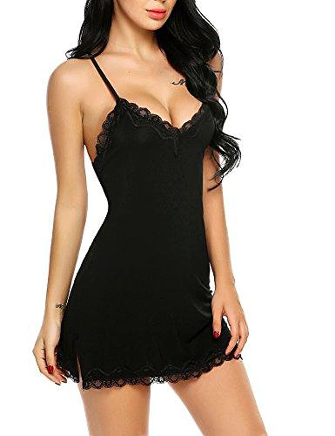 Women's Polyester Blend Solid Midi Babydoll, Nightwear, Lingerie-image-46