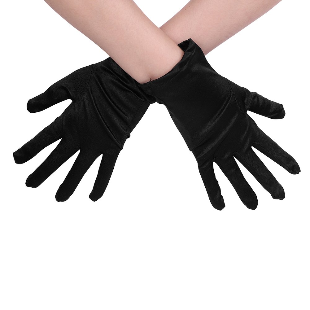 haozaikeji Short Satin Gloves for Ladies Wedding Gloves Evening Gloves Women Stretchy Opera Gloves Vintage Victorian Style 1920s Gloves for Bridal Fancy Dress Prom Cheongsam Dress