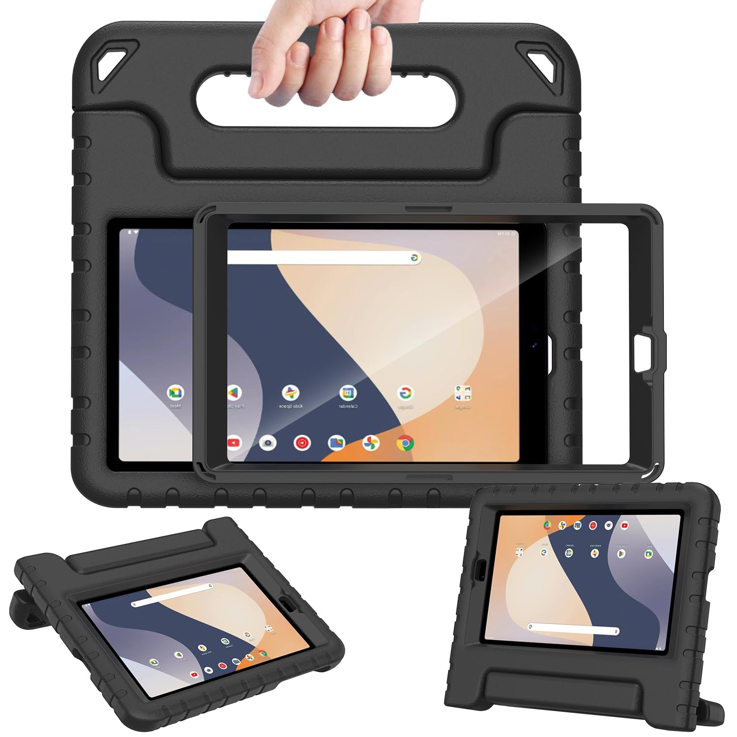 AVAWO Kids Case for Onn. 8" 4th Generation 2024, Hanle Stand Protective Cover with Built-in Screen Protector for Onn. 8 Inch Tablet Gen 4 2024 Model 100135923, Black