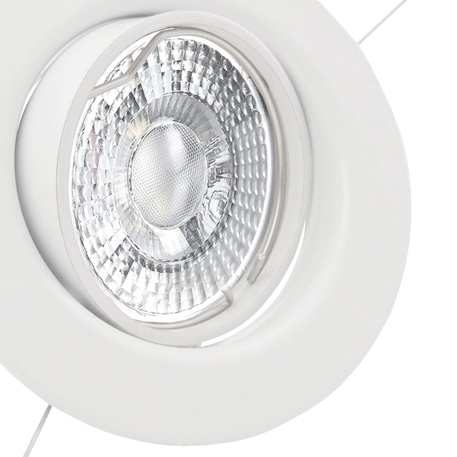 trendlights24 Decora LED Decken Einbaustrahler flach 35 mm 5W 230V 10er Set | Weiß, rund, LED Spots, Warmweiß, 3000k, 400lm, austauschbar, Einbauleuchte, schwenkbar, 68 mm Lochmaß