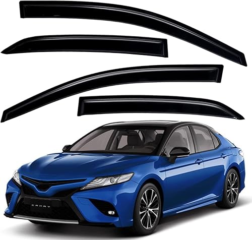 Lightronic WV94311 Deflectores y viseras laterales de montaje exterior, protector de lluvia, humo oscuro, juego de 4 piezas, se adapta a Toyota