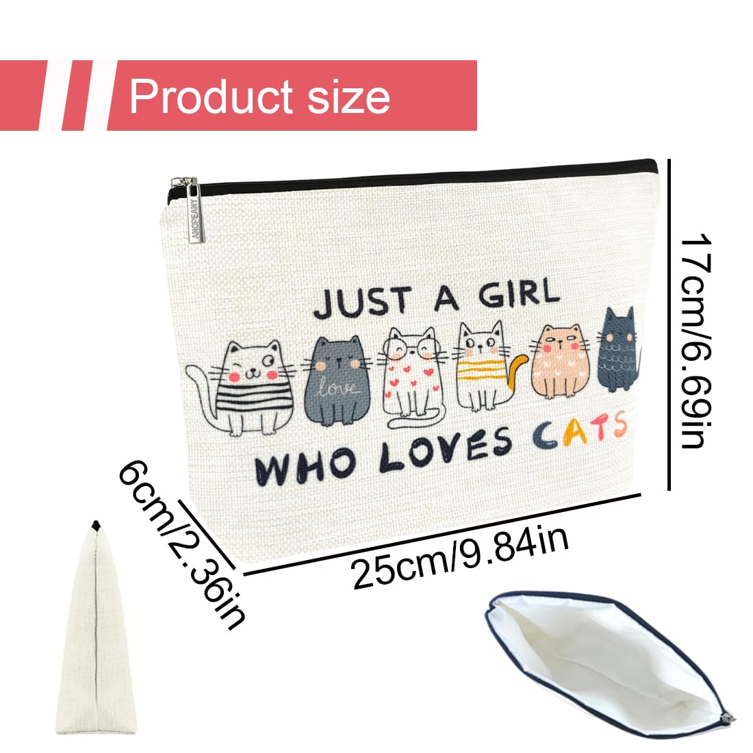 Beauty Case Donna con Motivo Gatto - Trousse Trucchi Donna, Regalo Perfetto per Amanti dei Gatti, Mamme, Amiche, Sorelle, Teenager (con Cerniera)