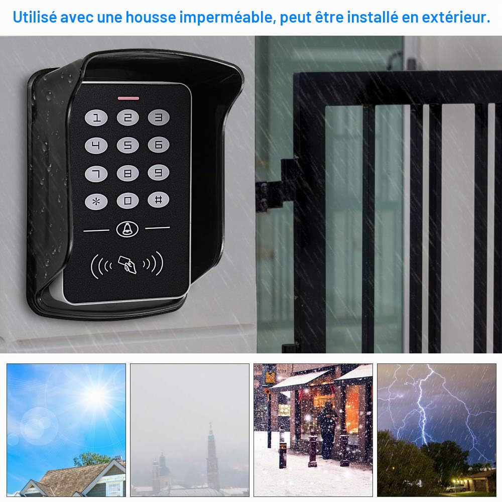 FST 125 KHz RFID Clavier de Contrôle d'accès Couverture étanche Lecteur de Contrôleur d'accès Extérieur + 10 pièces EM4100 Porte-Clés Porte-clés Pour la Maison