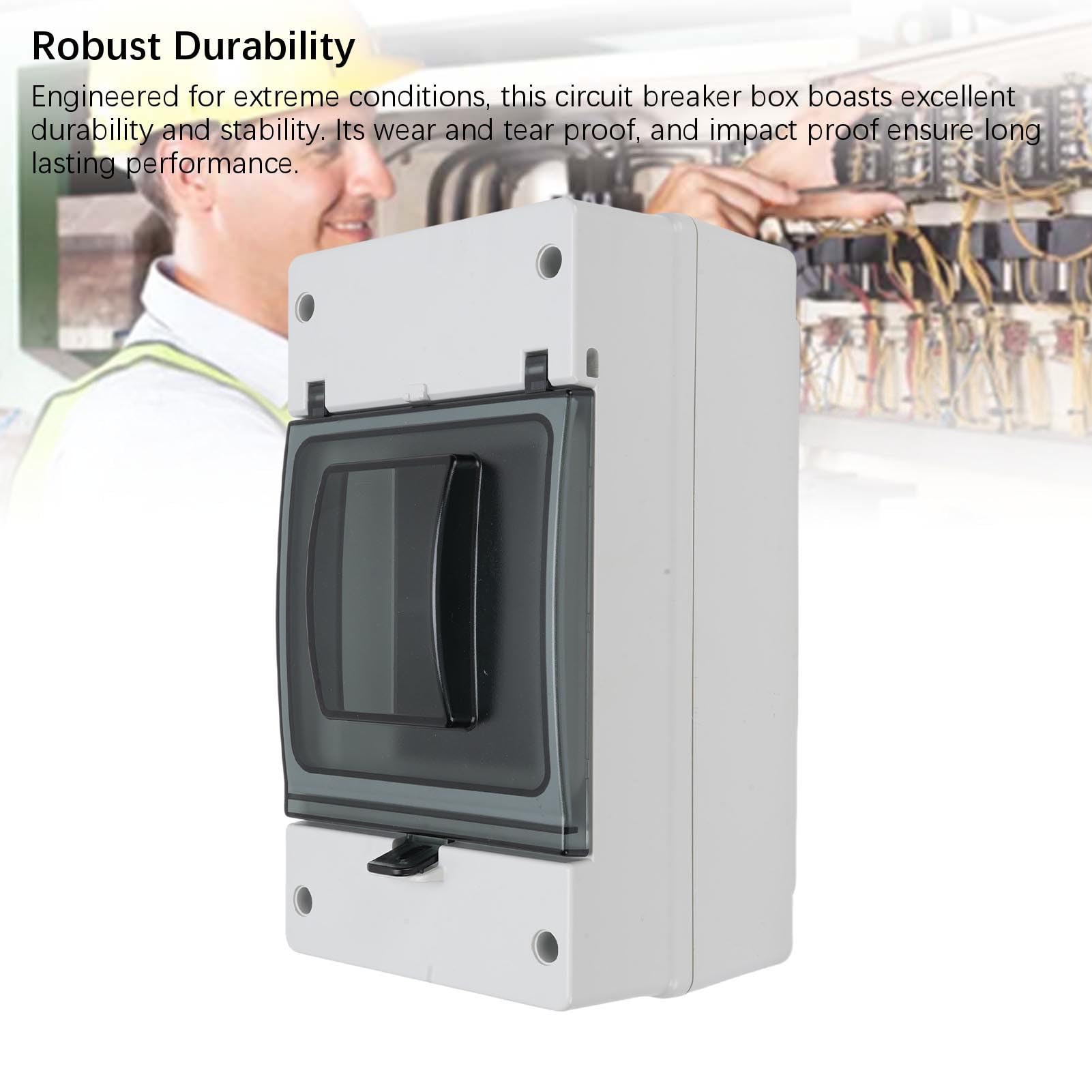 Dpofirs Scatola Interruttore Automatico CC con Grado IP66 Scatola di Distribuzione in Plastica Resistente Agli Urti per Interruttore Batteria Solare MCCB, Cablaggio Conveniente, Cantieri Edili, ABS,