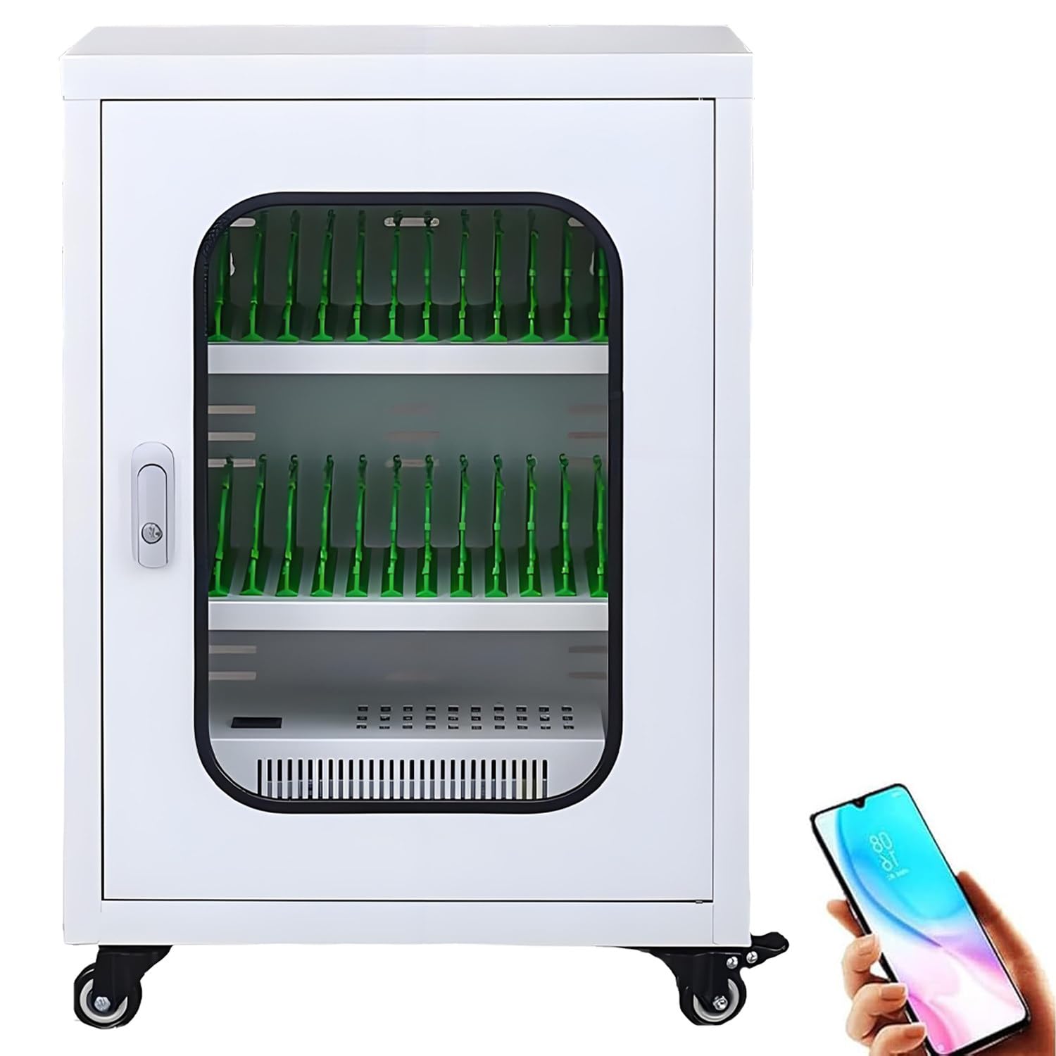 UORDBY Portable Charging Mobile Phone Cabinet, Rechargeable Cellphone Locker Storage Charging Station, Cellphone USB Charging Station, Compatible with Various Mobile Phone Models 40slots