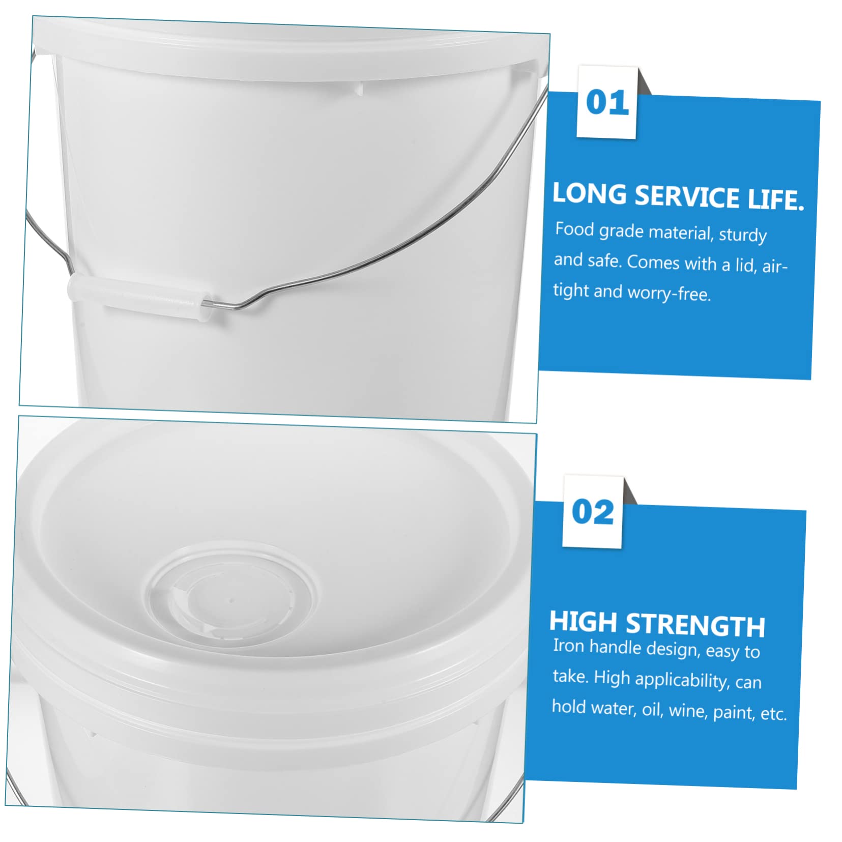 Cubo Redondo de Pintura Hdpe Blanco de 10 L con Tapa