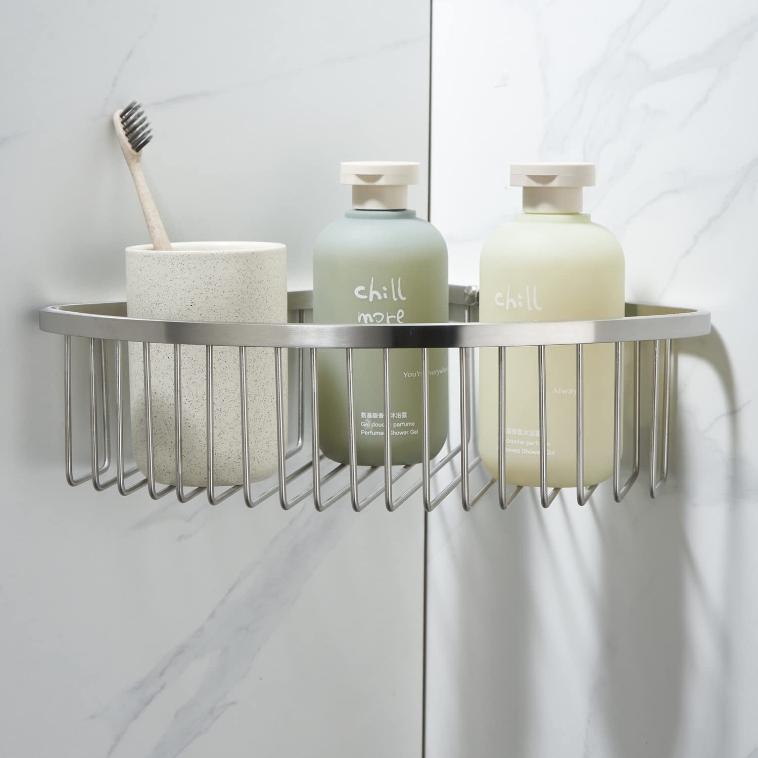 Segistan Corner Shower Caddy Organizer SUS304 Stainless Steel Heavy Duty Rust-Proof Shelf Organizer Wall Mounted Storage Rack for