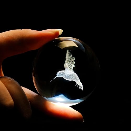 Miniatura 3 de vskikris Regalos de decoración de cristal de ángel guadiano y colibrí, bola de cristal láser 3D, regalo de pisapapeles para mujeres o niñas