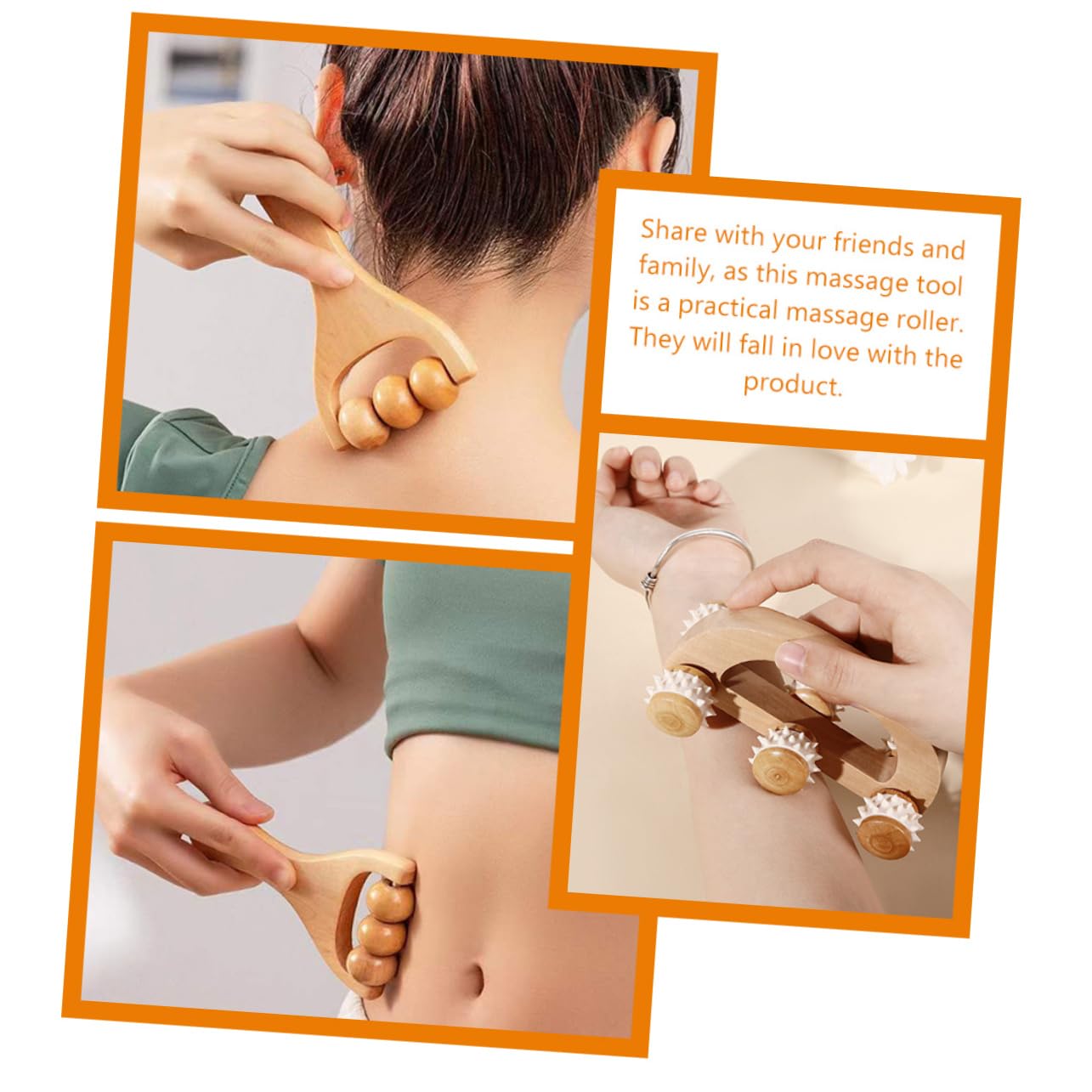 PACKOVE 4 Set Set Massaggiatore Bob Kit Massaggio A Manuale Muscolo A Mano Adulti Massaggiante Rulli Di Massaggio Portatile Indietro Corpo Di Legno 3 Pezzi * 4