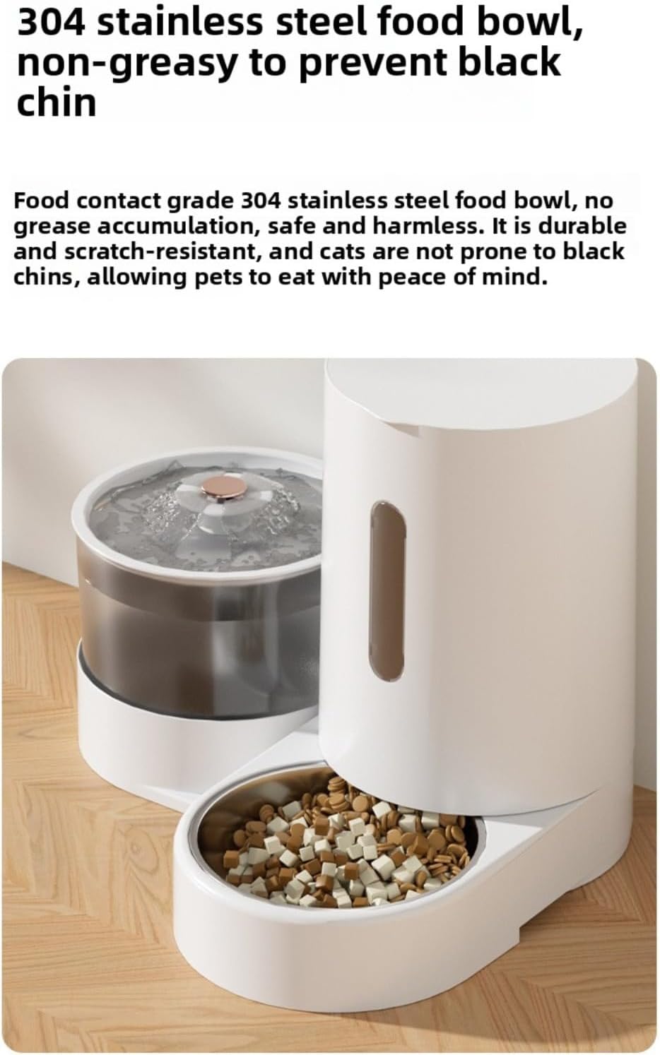 Automatic Pet Feeder and Water Dispenser, 7-Day Food Station with Dual Bowls, White and Grey (Gray (Auto Feeder) with Stainless Steel Bowl)