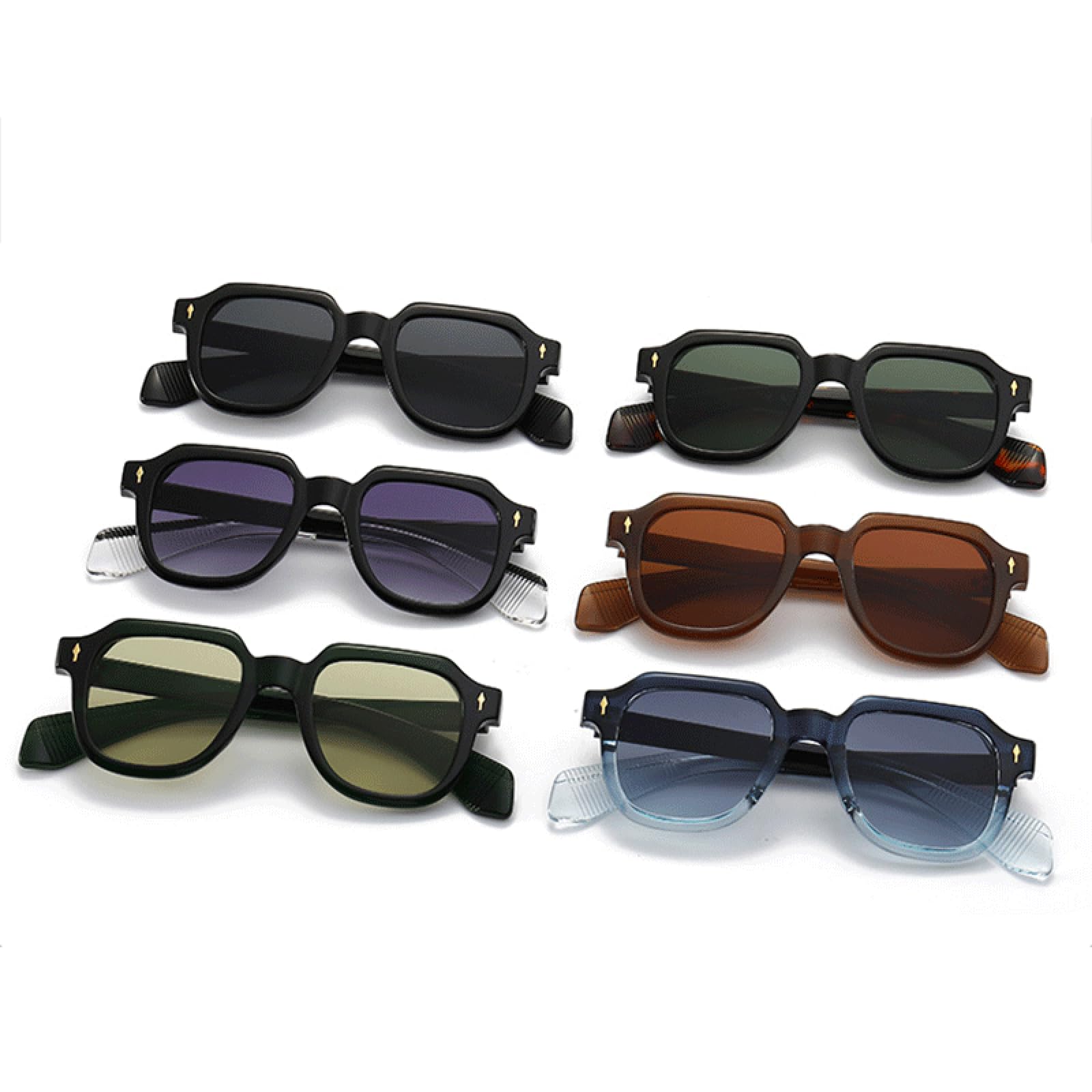 Occhiali da sole con protezione UV400 | Rivetti in metallo, lenti sfumate punk | per donna e uomo, sport all'aria aperta e guida