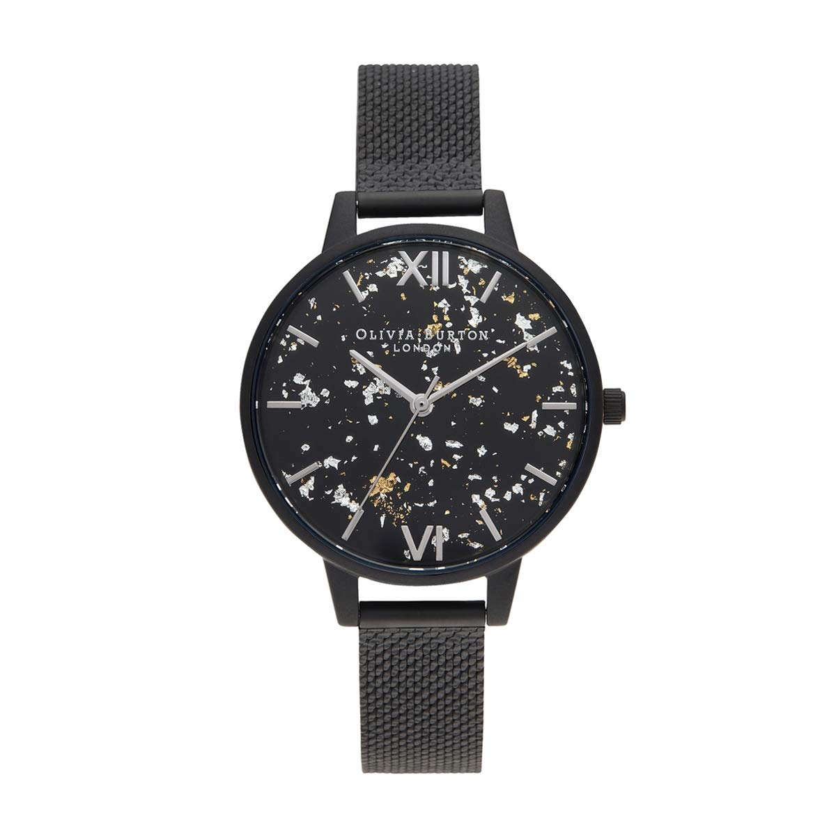 Élégance et Style Floral - Montre Olivia Burton en Cuir Noir pour Femme OB16WG43