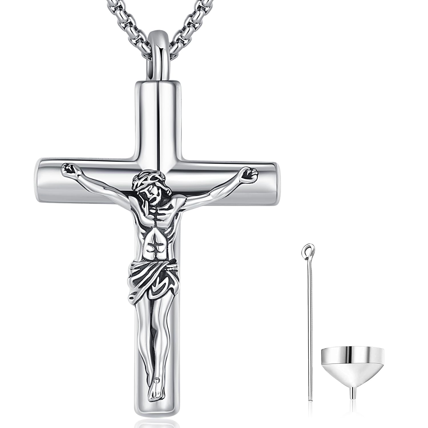 Aniu Cremation Jewelry for Ashes S925 Sterling Silver Urn Necklace Memorial Necklace for Human Ashes of Loved Ones Keepsake Locket Pendant for Men