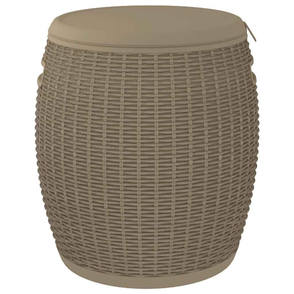 Cassapanca da giardino 4 in 1, marrone chiaro, in polipropilene con effetto rattan, 42,5 x 42,5 x 44 cm, capacità 37 litri, resistente alle intemperie e ai raggi UV, come contenitore