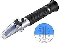 AUTOUTLET Salinity Refractometer for Saltwater Aquarium, Marine Tank & Pool - 0-100PPT, 1.000-1.070 SG with ATC Hydrometer