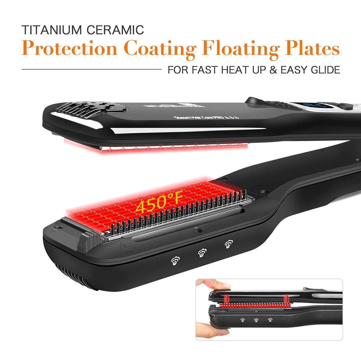 Professional Salon Steam Hair Straightener, Nano Titanium Ceramic