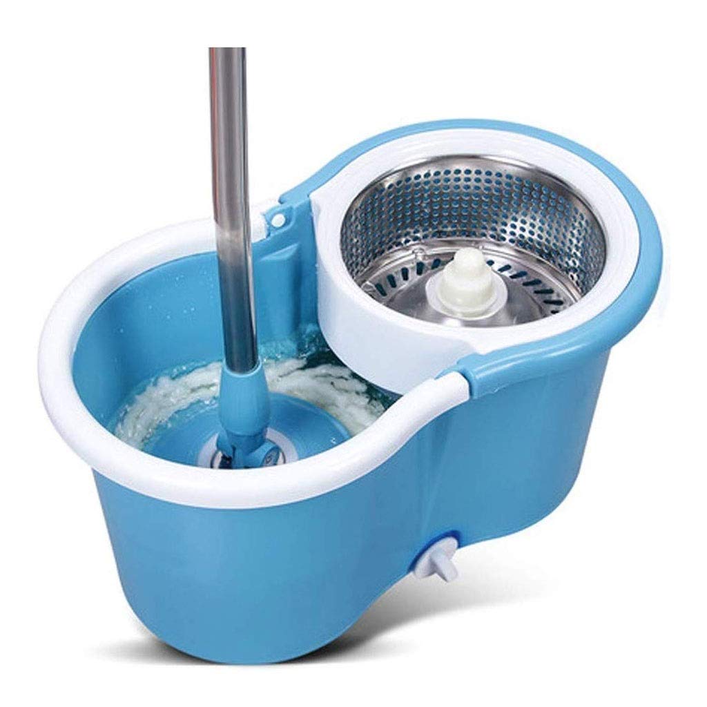 Vadrouille seau bleu avec 2 têtes de balais pour nettoyage maison