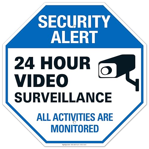 Miniatura 8 de Sigo Signs - Letrero de videovigilancia, alerta de seguridad CCTV, (paquete de 9) de 12 x 12 pulgadas, aluminio 0.040 sin óxido, resistente a la