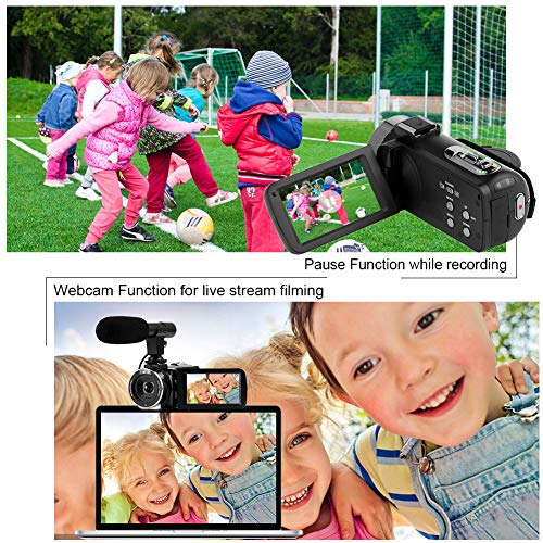 SEREE Camcorder 4K 30MP WiFi Control Digital Camera 3.0” Touch Screen Night Vision Video Camcorder Vlogging Camera with External Microphone