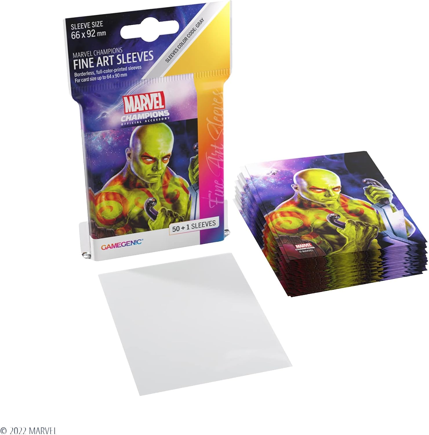 Gamegenic Marvel Champions The Card Game Official Drax Fine Art Sleeves Pack of 50 Art Sleeves and 1 Clear Sleeve Card Game Holder Use with TCG and LCG Games Made by Fantasy Flight Games