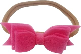 Faixa de cabelo elástica para bebês meninas com laço de cor sólida para bebês giz para cabelo (rosa choque, tamanho único)