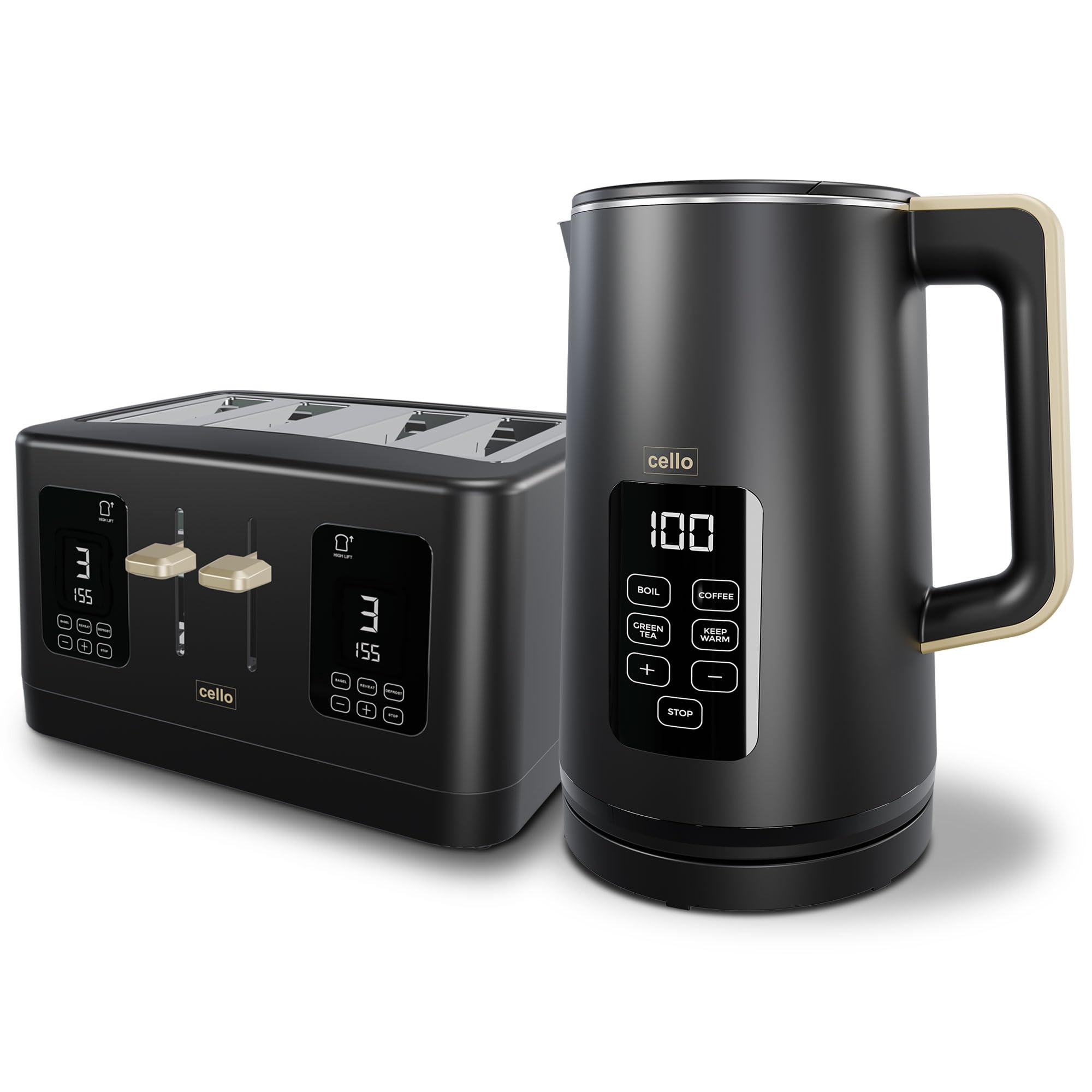 Cello Breakfast Bundle - Digital Kettle And 4 Slice Toaster