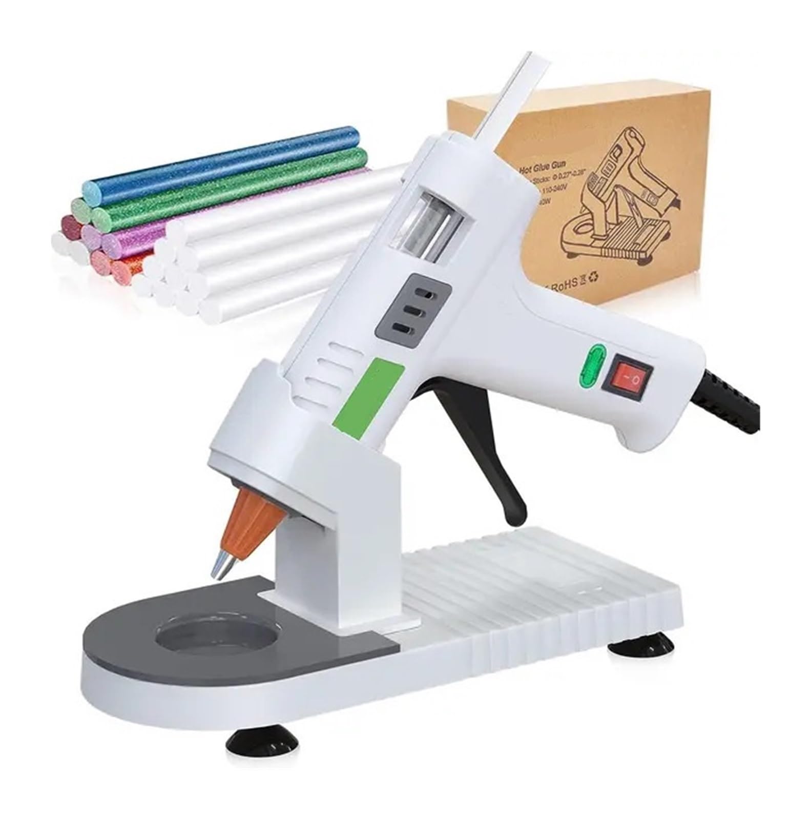 do projektów rękodzielniczych typu „zrób to sam” i Hot Glue Gun, MONVICT 40W Fast Heating Glue Gun Kit With A Glue Gun Stand And 30 Glue Sticks, Design For DIY, Crafts(White)