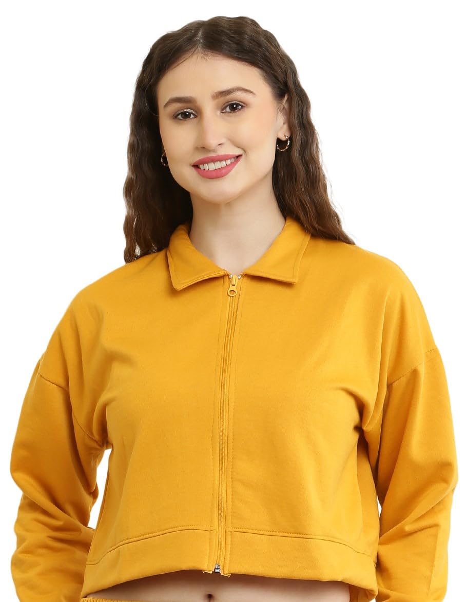 AMASCEN Women’s Trendy Crop Jacket, Fleece Material Full Sleeves, Collar Womens Sweatshirt || Regular & Plus Sizes || Small - 10XL || (11COLOURS)-picture-44