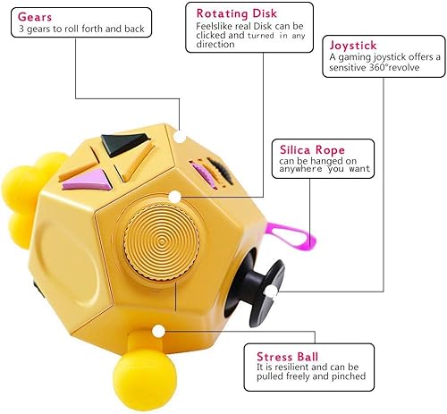 Miniatura 4 de Dodecágono juguete de cubo antiestrés de 12 caras alivia el estrés y la ansiedad para niños y adultos con TDAH TOC TDAH autismo verdeB1