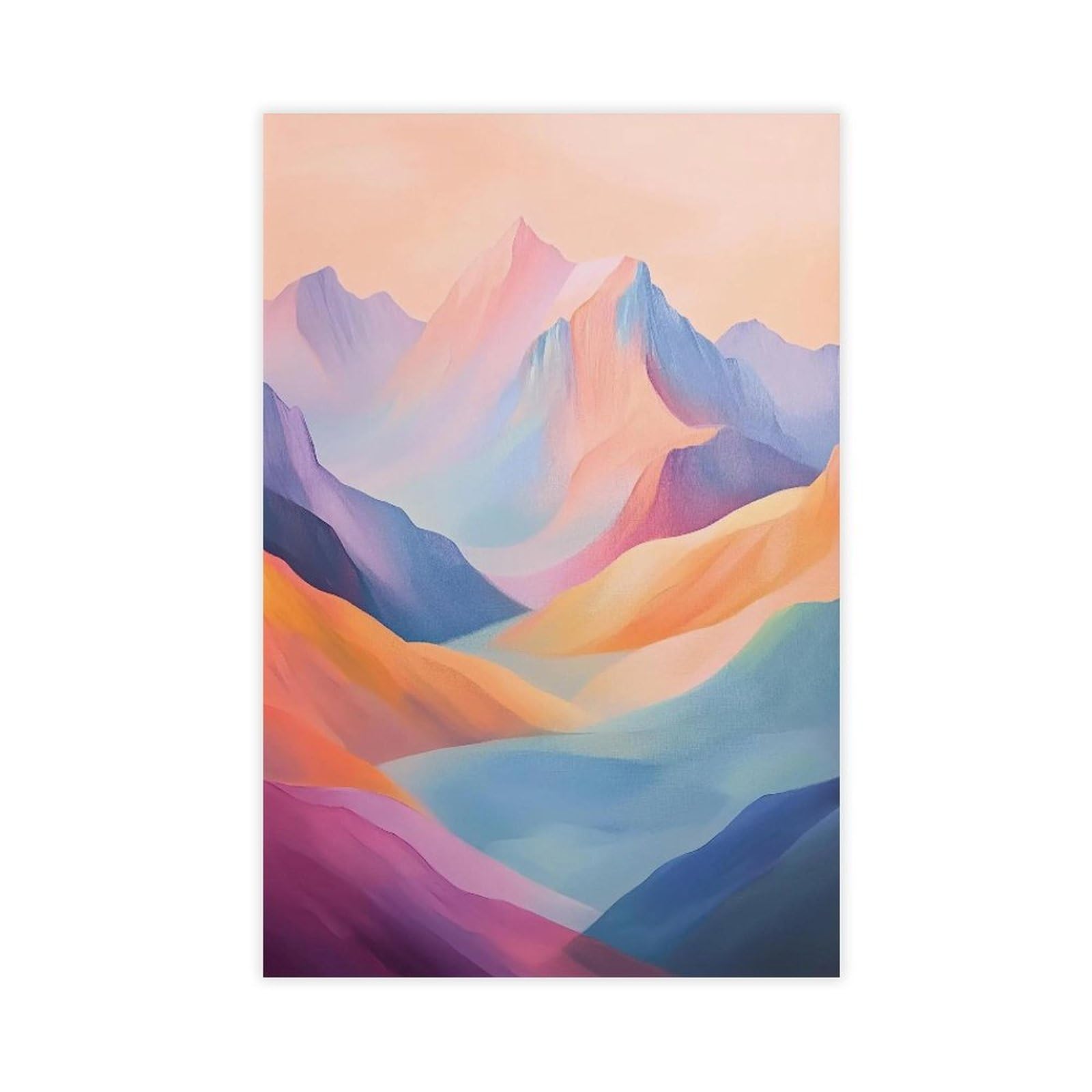 Bareronor Colorful Abstract Mountain Canvas Poster Bedroom Decor Landscape Office Room Decor Gift 12" L X 18" W