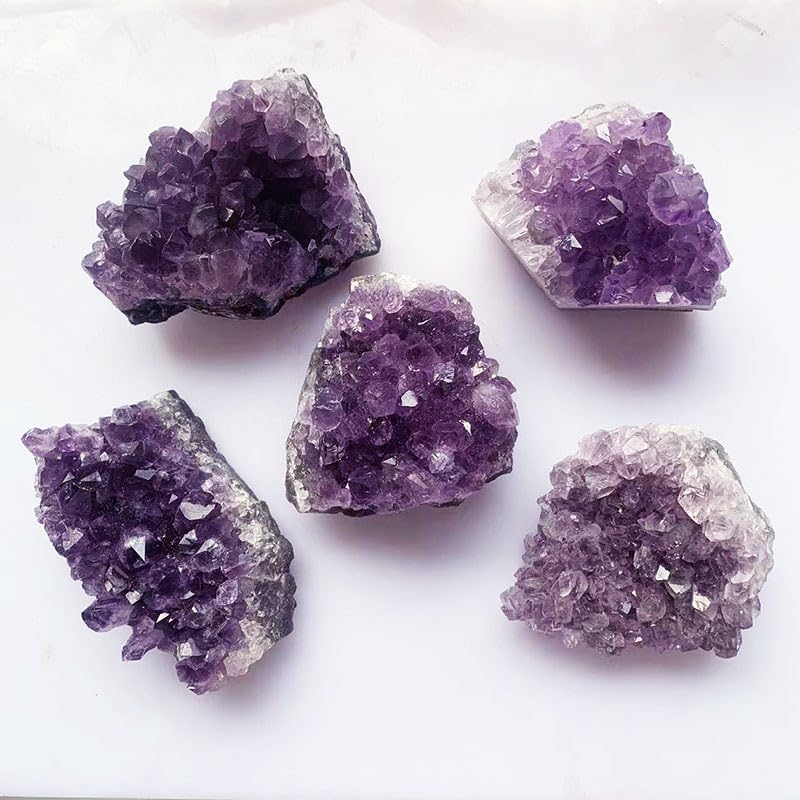 Améthyste contre le stress de bureau : bloc de cristal violet 400g avec support - 5